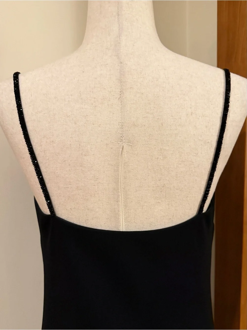 Banana Republic Black Cowl-Neck Satin Midi Slip Dress with Sequin Straps